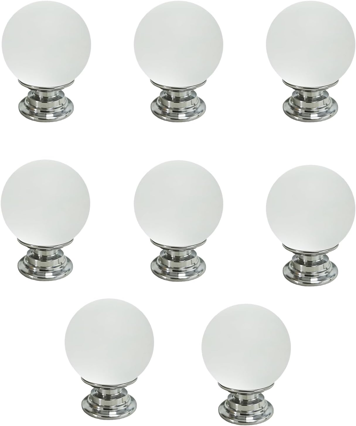 8PCS Crystal Cabinet Knobs, Glass Door knobs Round Handles Ball Drawer Knob Pulls for Closet Dresser Drawers Cupboard Kitchen Bathroom - Transparent, Aluminum Base