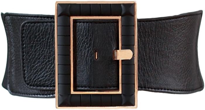 Feluz Women Wide Belt Stretch Elastic Band Wrap Cinch Retro High Waist Metal Buckle Plus Size Dress Belt