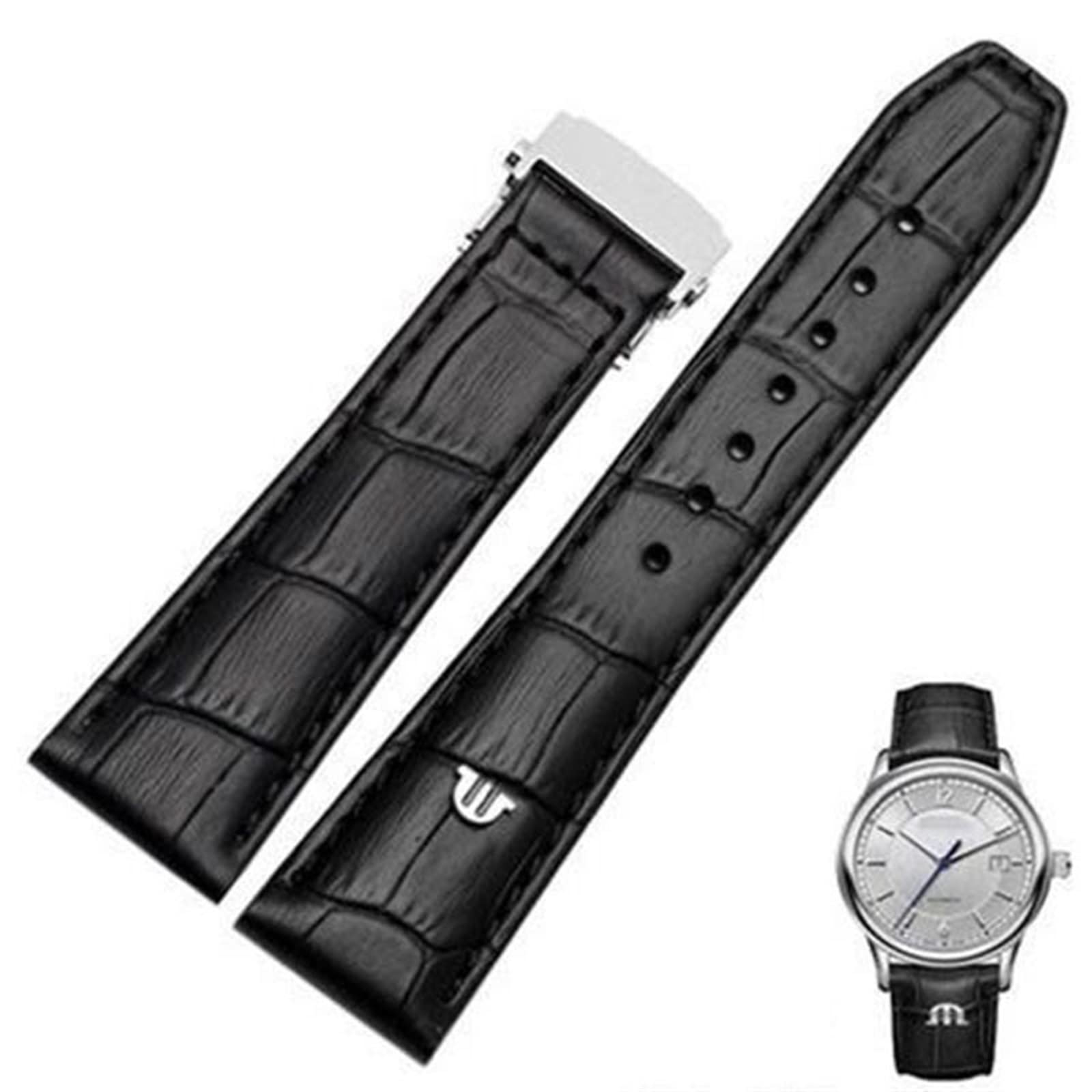 Schwarzbraunes 20mm 22mm Echtleder-Armband, für Maurice Lacroix Uhrenarmband mit Faltschließe