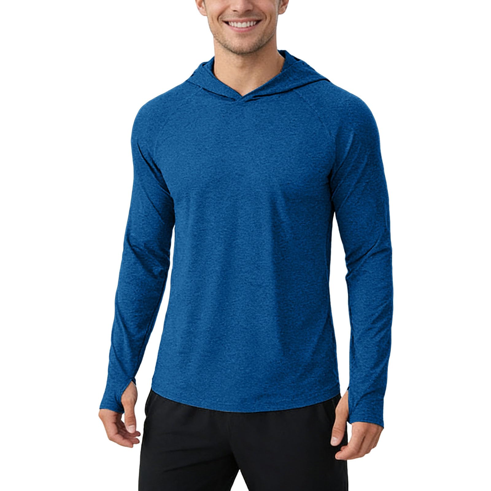 Generisch Felpa leggera con cappuccio da uomo con protezione UV, a maniche lunghe, per sport all'aria aperta e tempo libero, materiale traspirante per corsa, escursionismo e pesca
