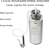 Vista 3 de Pulverizador de acero inoxidable de 1.5 galones, juego con varita y mango de 19.6 pulgadas y manguera reforzada de 3.9 pies, rociador de bomba