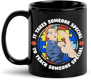 Autism Awareness Mug, Autism Teacher Mug, It Takes Someone Special To Teach Someone Special, Autism Support, Mothers Day, Fathers Day, Christmas Xmas Birthday Black Coffee Mug Gifts