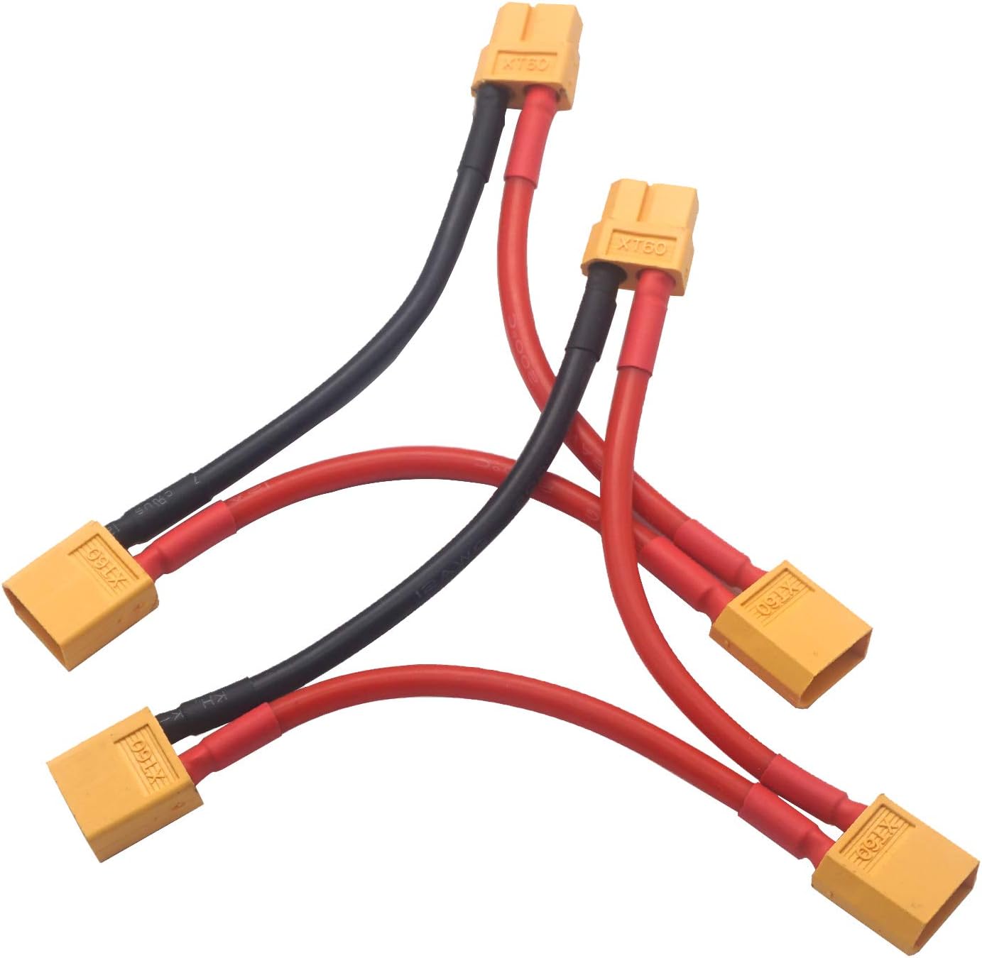 2Pack ShareGoo 100mm XT60 XT-60 Serial Series 12AWG Soft Silicone Cable Adapter for RC Car Truck Boat Lipo Battery Charger,1 Female XT60 Plug to 2 Male XT60 Connector