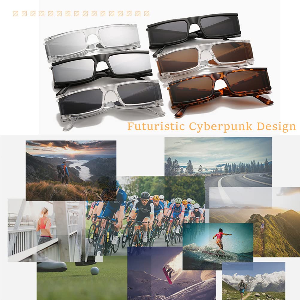 BAWUYI Y2K 2000s Sunglasses for Men Women Futuristic Cyber Glasses with Side Lens Punk Sports Square Rectangle Shades