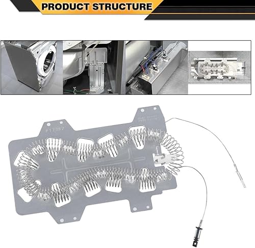 Miniatura 7 de DC47-00019A Elemento calefactor de secadora compatible con Samsung Whirlpool Reemplazo 35001247