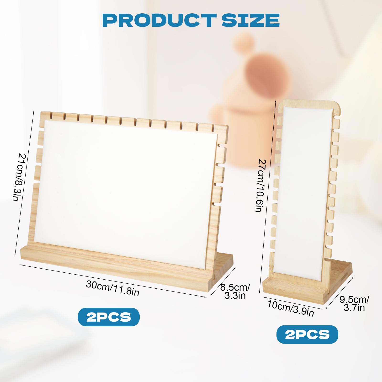 YEXEXINM 4pcs Jewelry/Necklace Display Stands, Wood Pendant Necklace Holder Necklace Display Storage Jewelry Display Rack Organizer, Tabletop Display Boards for Home or Shop Sell Show