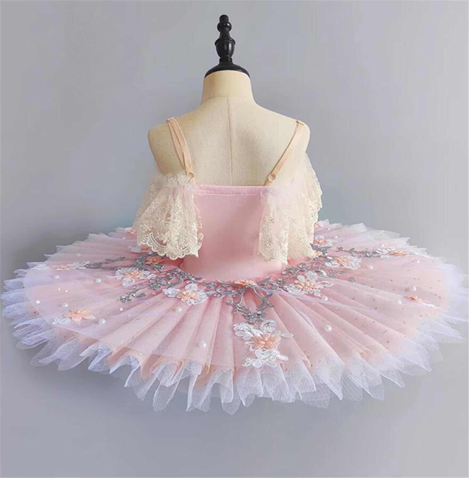 OTMYIGO Vestido de tutú de Ballet Profesional para niñas, Traje de Competencia de Baile de Escenario de Bailarina de Fiesta de Lago de los cisnes de panqueque para Mujeres de niños