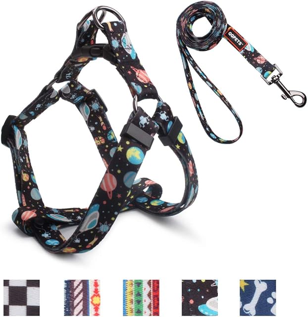Roses&Poetry Dog Harness Leash Set, Breathable,Adjustable,Dog Lead and Harness No Pull Small Medium Large dog(Star-M)