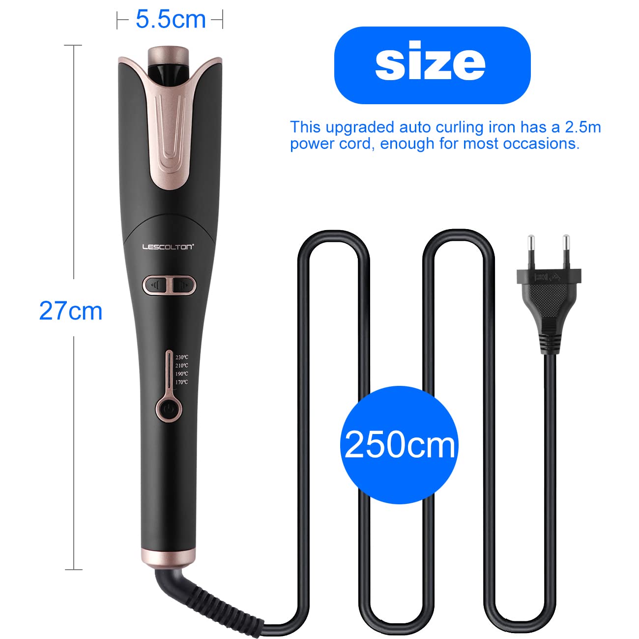 Lockenstab Automatisch, LESCOLTON Lockenstab Große Locken, Innovatives automatische Locken für alle Altersgruppen (Packung mit 2)