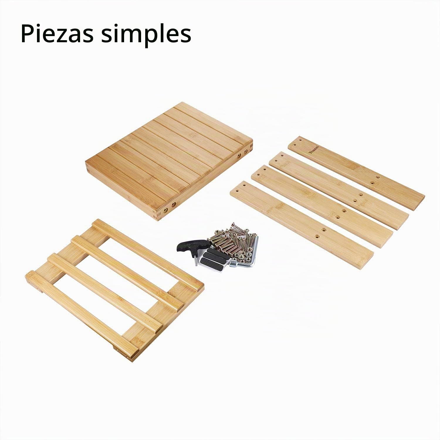 Yoassi - Taburete bajo de bambú Natural con Estante de Almacenamiento para niños y Adultos,31 * 24 * 34cm, Banqueta Multifuncional