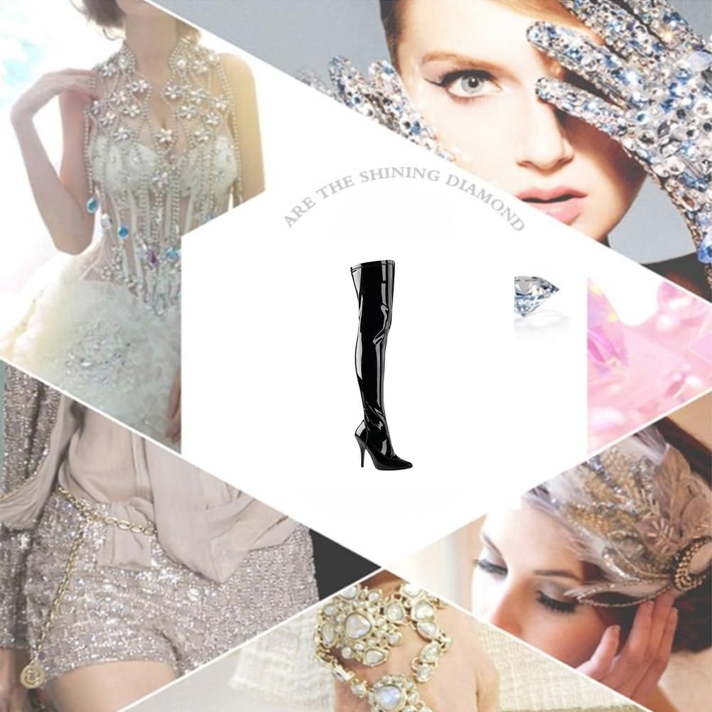 Women's 4.72-Inch Stiletto Over-The-Knee Boots with Side Zipper Design, Suitable for Wedding Parties, Fashion Shows, And More.