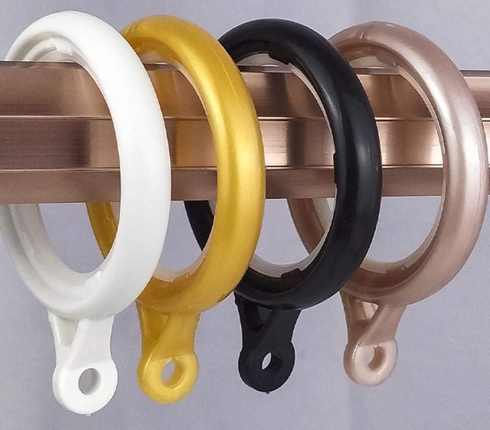 Anillos de Cortina con Ojales, Anillo Romano de bajo Ruido a nanoescala, diámetro Interior de 42 mm, para Cortinas y Barras, Paquete de 50, Dorado (Negro)