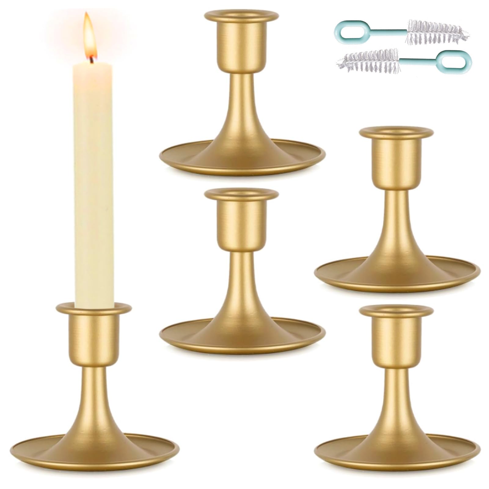 Candle Holder, Candlestick Holders 4PCS, Candle Sticks Holder Decor, Taper Candle Holders for Pillar Candles, Gold Candle Holders for Dinning Table, Fireplace, Wedding and Anniversary Party
