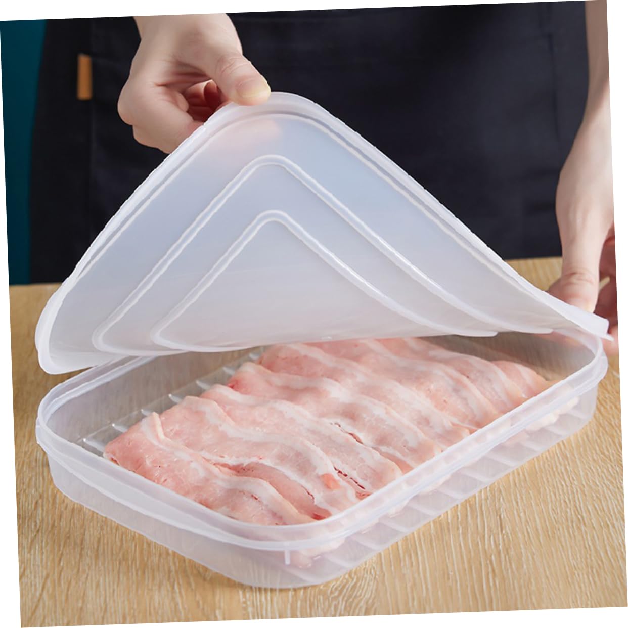 4pezzi Contenitore Per Bacon e Altri Alimenti Freschi Da Scatole Di Conservazione Per Frigorifero Per Pesce e Di Mare Leggero e Riutilizzabile Organizzatore Per Cucina