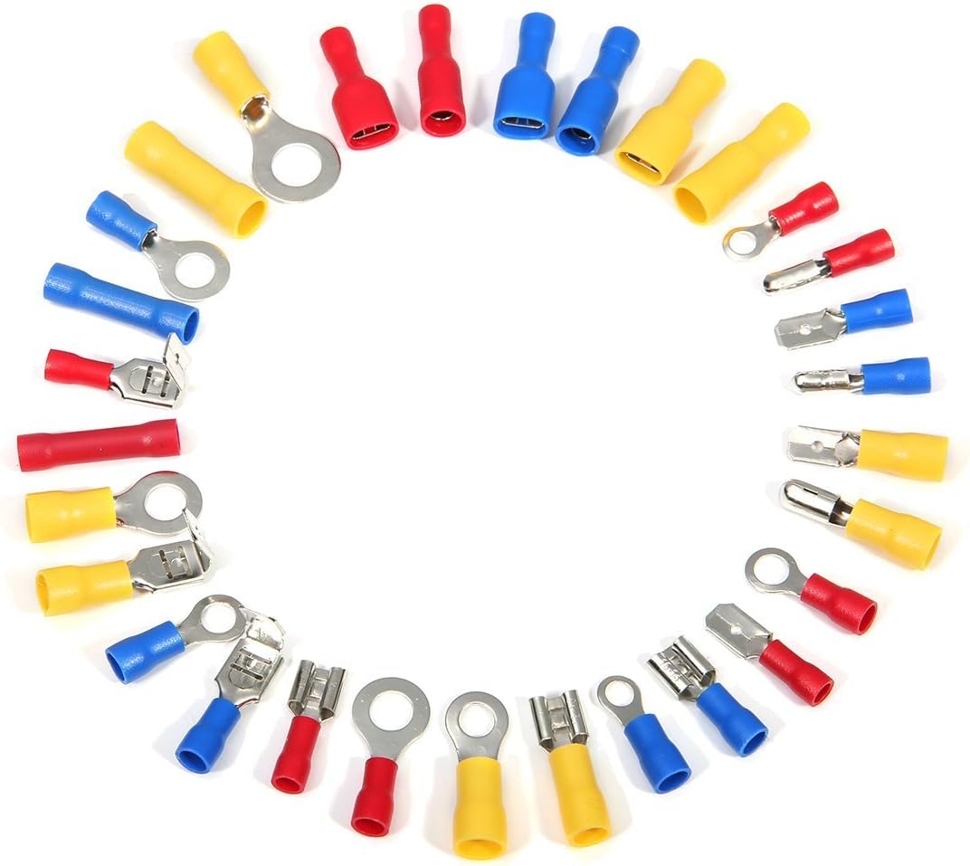 Electronix Express 78TERMKIT480 480Piece Assorted Insulated Electrical Wire Terminals Crimp Connectors Spade Set,
