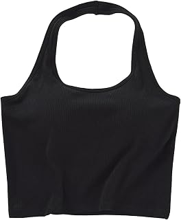 Camiseta de verano sin espalda para mujer, cuello en U, sin mangas, con hombros descubiertos, para el tiempo libre, para el verano, básica, corte ajustado, camiseta de verano suave
