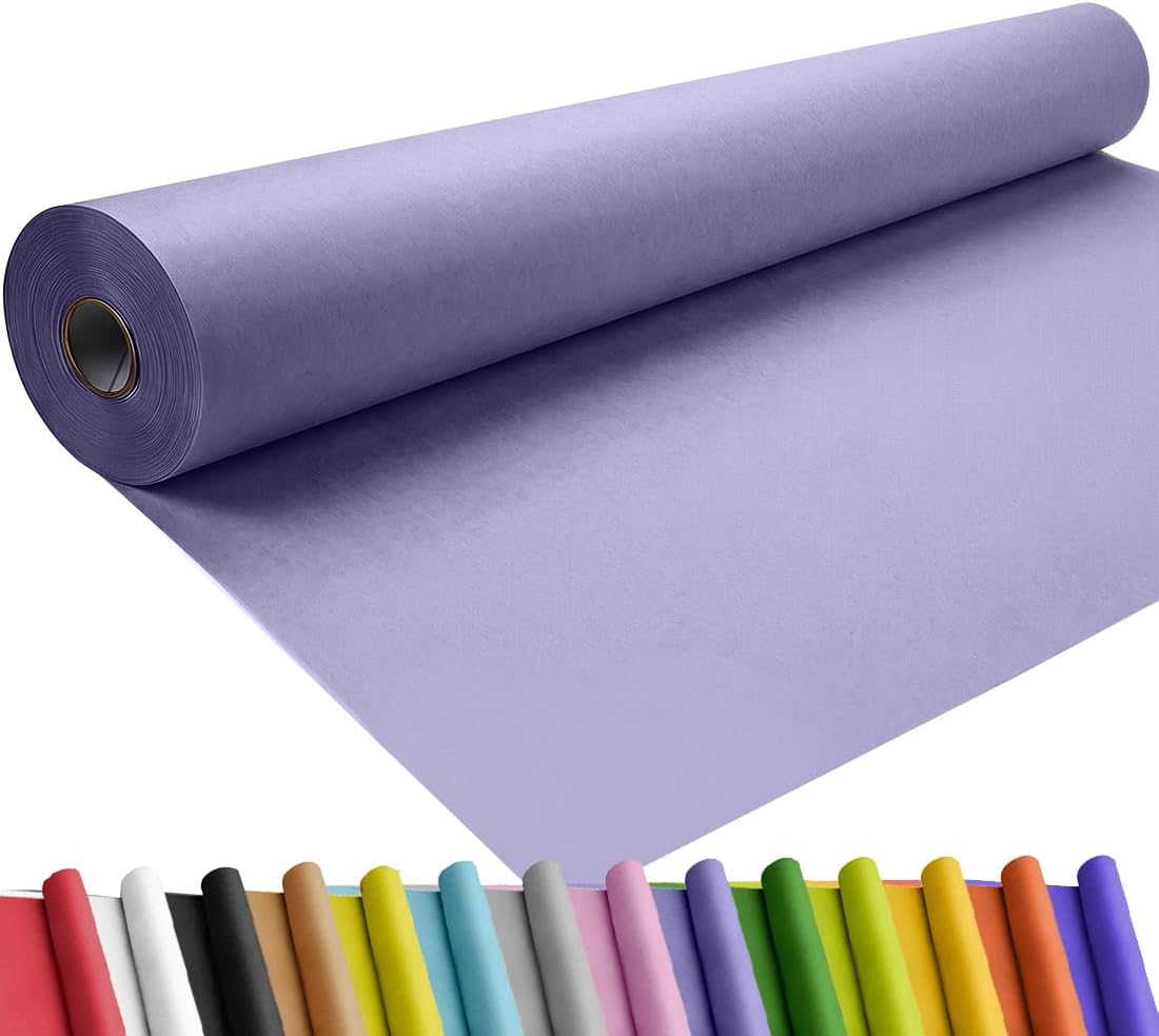 SMART&CASUAL 36" x 1,500" (125') Light Purple Kraft Craft Paper Roll for Gift Wrapping Bulletin Board Bouquet Flower Kids Art Packing Parcel Table Covering 80GSM 55LB (Light Purple, 36" x 125')