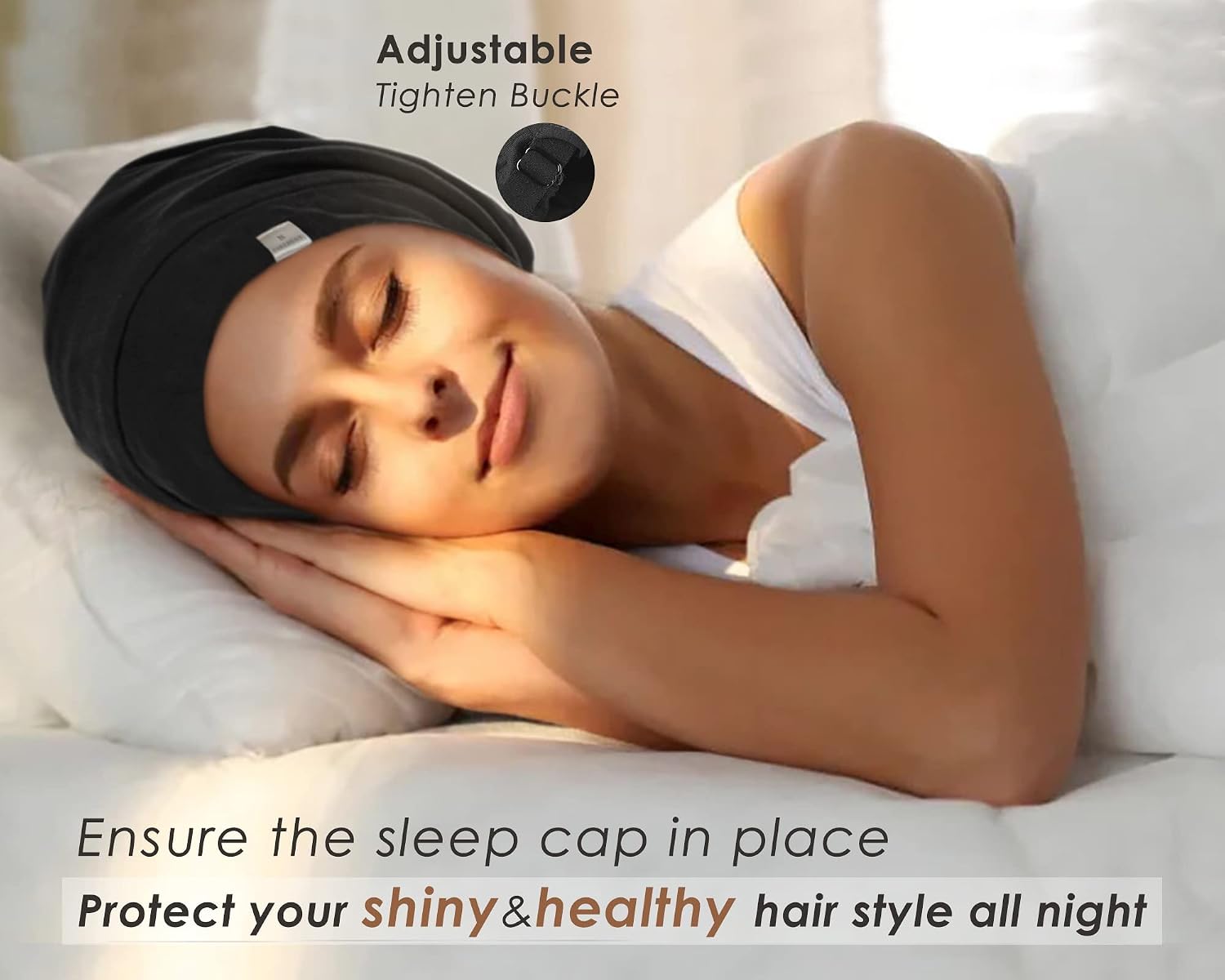 YANIBEST 100% Mulberry Silk Lined Sleep Cap Silk Bonnet for Sleeping - Wine Red Hair Cover Bonnet for Natural Hair Adjustable Slouchy Beanie Hat