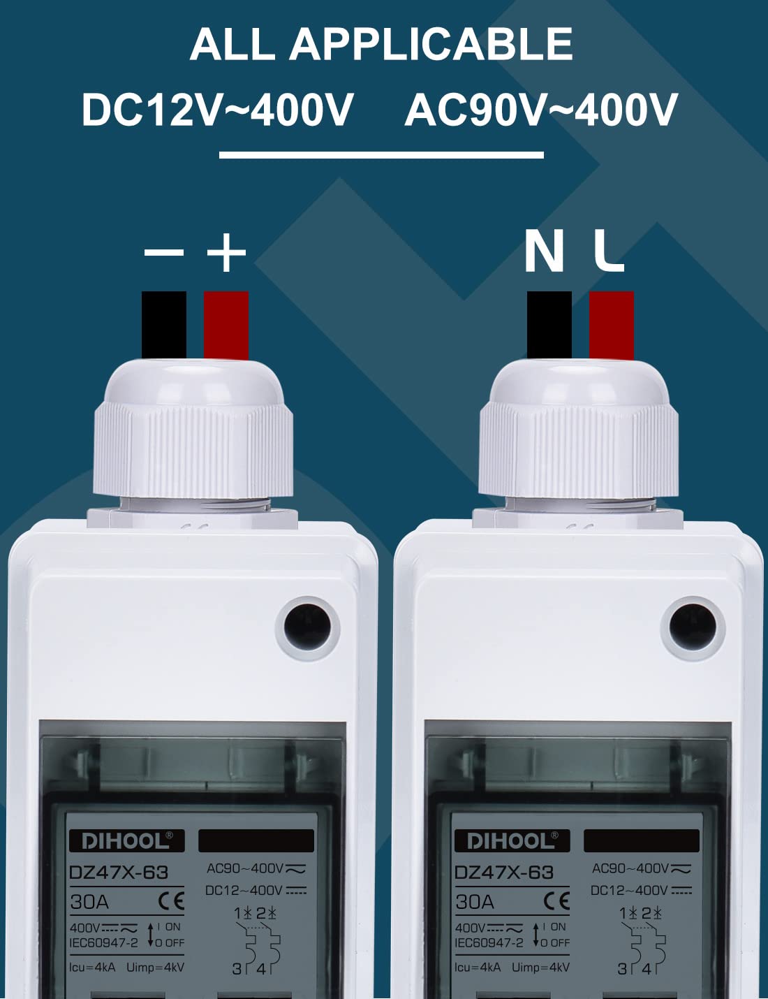 30 Amp 12V-400V DC Disconnect Switch | Miniature Circuit Breaker with IP65 Distribution Box for Solar Panels | DC AC 110V 240V Plug-and-Play MCB: Tools & Home Improvement