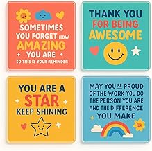 Acrylic Coaster Gift Set of 4 with Motivational Quotes - Uplift Vibes Collection for Friends, Colleagues, or Home Decor