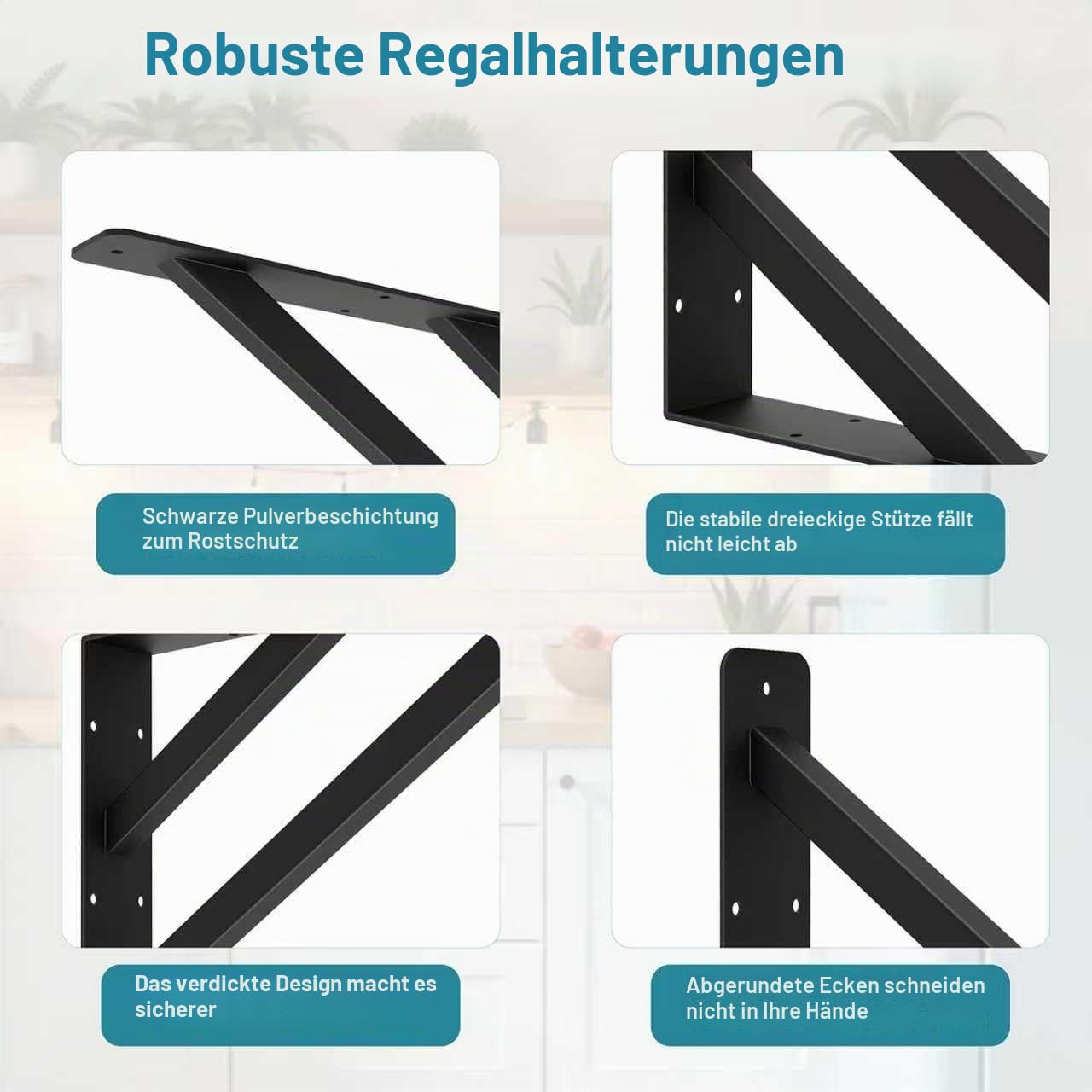 Countertop Support Brackets,406 x 228 mm Heavy Duty Shelf Brackets,Wall Mounted Solid Shelf Brackets, L Brackets Floating Shelf Bracket for Scaffold Board Worktop Shelves Desk, Max Load 500lbs