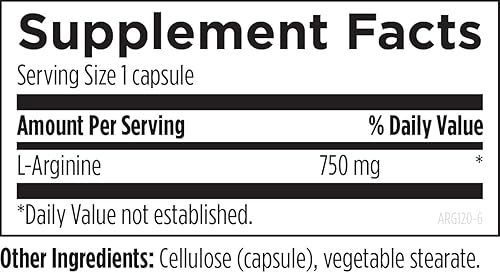 Miniatura 3 de Designs for Health L-Arginina 750mg - Suplemento vegetariano de aminoácidos + precursor de óxido nítrico - Promueve la salud cardíaca + inmune (120