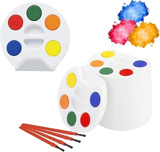 The Dreidel Company Mini Watercolor Paint Set For Kids and Toddlers, 5 Color Tray with Paint Brush Included, Birthday Party, Events and Gatherings (12-Pack)