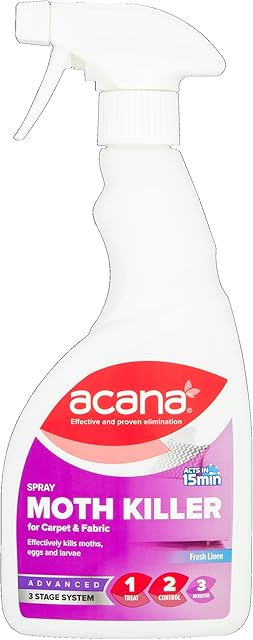 Acana Carpet & Fabric Freshener 500ml - Moth Killer Spray - Fresh Linen Fragrance - Kills Moths, Eggs & Larvae - Licensed Insecticide for Carpets, Rugs & Curtains - Non-Staining