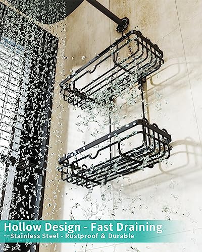 HapiRm Shower Caddy Hanging, No Drilling Stainless Steel Bathroom Organiser, 2 Tier Shower Shampoo Holder - Image 4