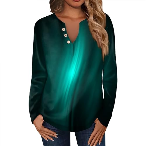 Camisas de manga larga para mujer, ropa estampada con cuello de muesca y botones, túnica deportiva, camisas suaves y elegantes