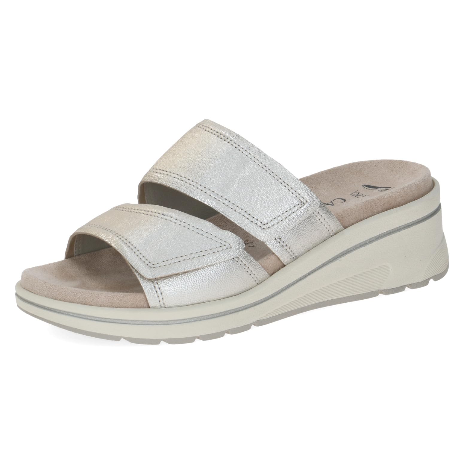 Caprice Women's Wedge Sandal in Leather, Metallic (Platin Metal.), 6 UK