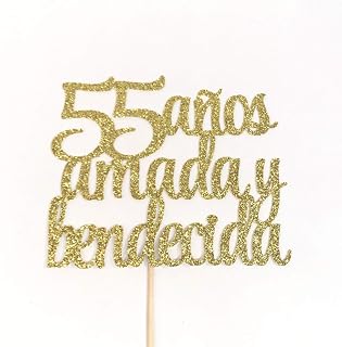 Atelier Elegance 55 Anos Amada y Bendecida Cake Topper, 55 Years Loved & Blessed Cake Topper, 55th