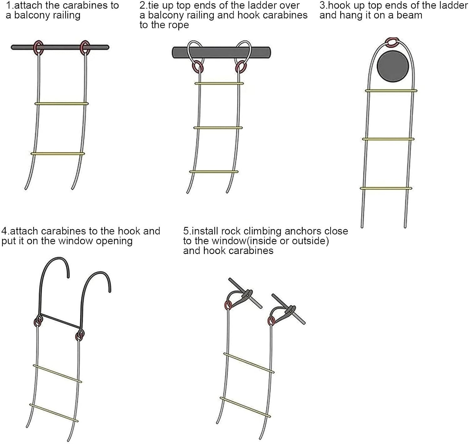 Rope Ladder,Escape Rope Ladder Safety Escape Ladder 2-9 Story, Emergency Fire Escape Ladders/5M
