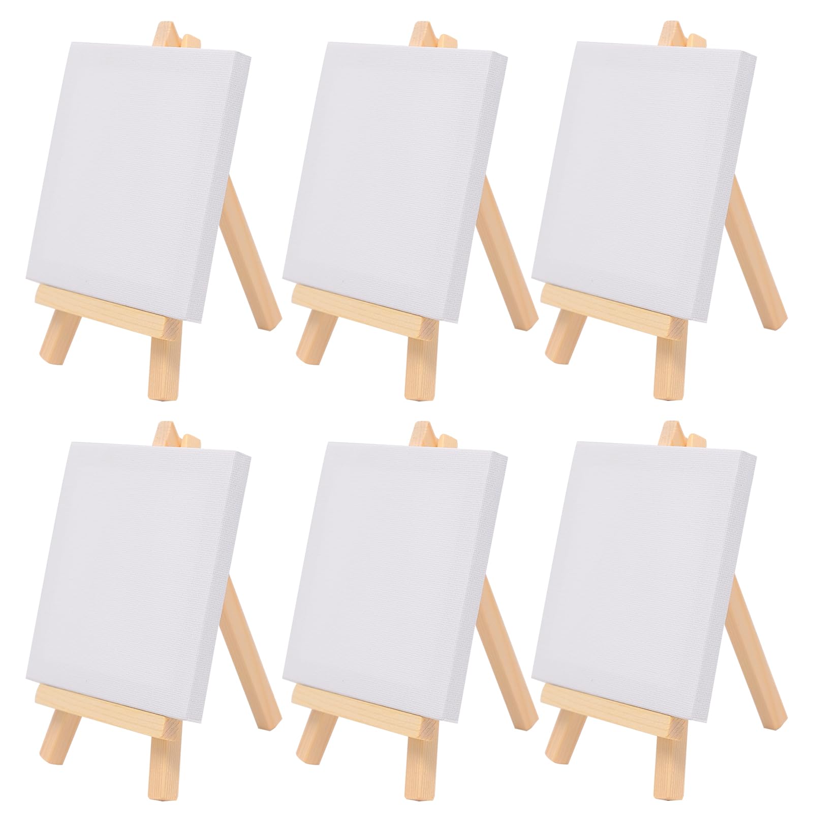 FORYNXHWIN Mini Canvas Easel Set - 6 Pre-Stretched, Primed Art Boards for Drawing and Table Top Arts (10 x 10 cm