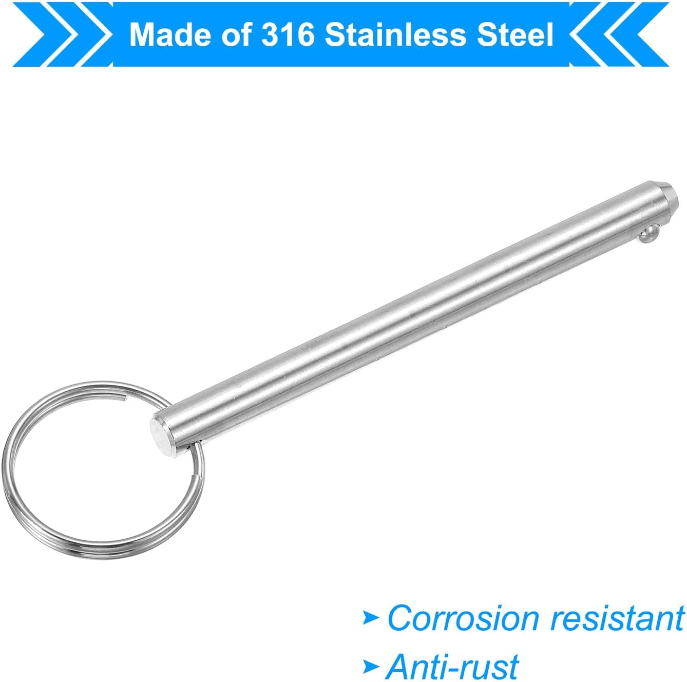PATIKIL 316 Stainless Steel Quick Release Pins Bimini Top Pin Boat Marine Hardware for Deck Boat Bimini Top