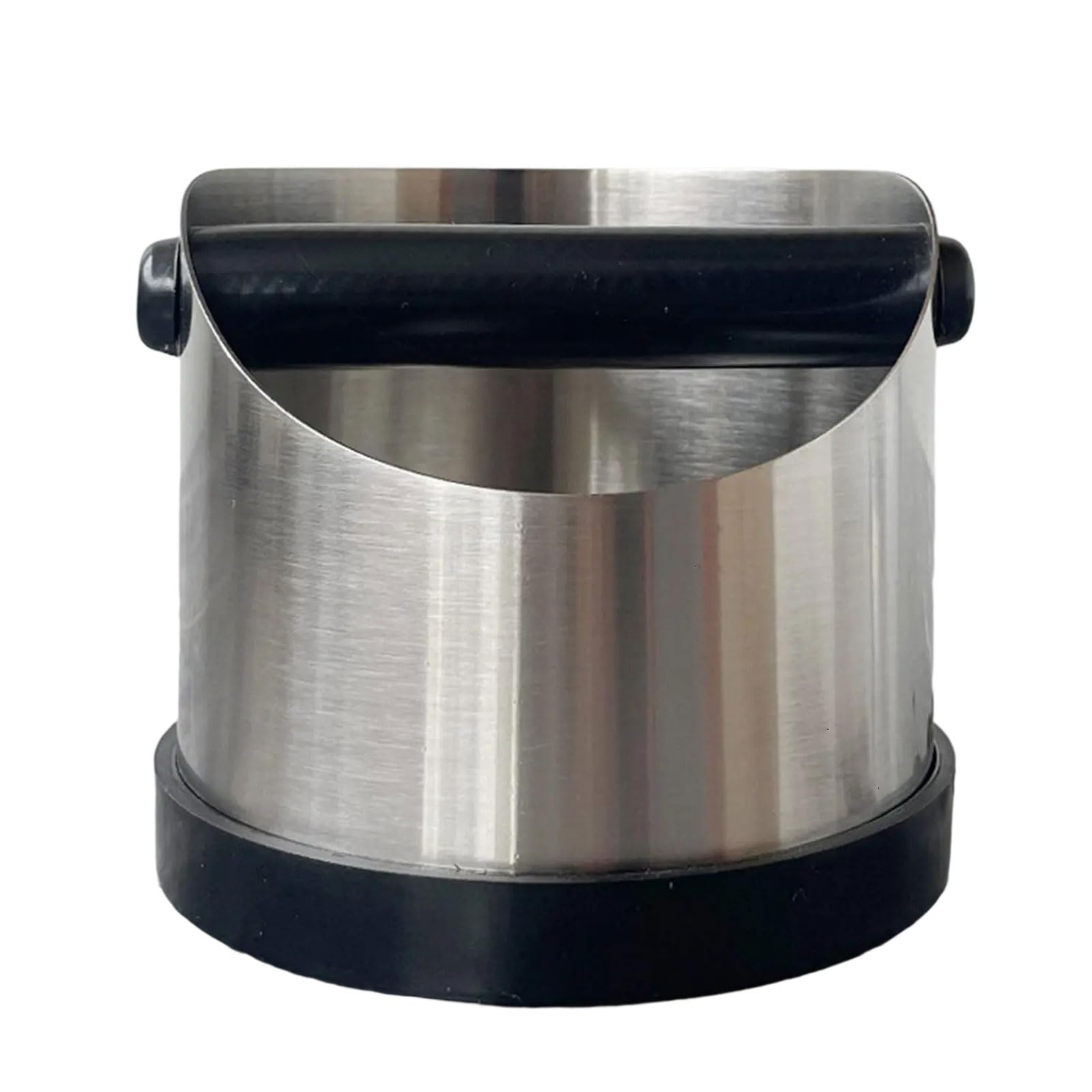 Hsioluted Nonslip Coffee Grounds Knocks Box with Stainless Steel Construction and Back Wall Coffee Ground Bin Rubber Rings Knocks Box