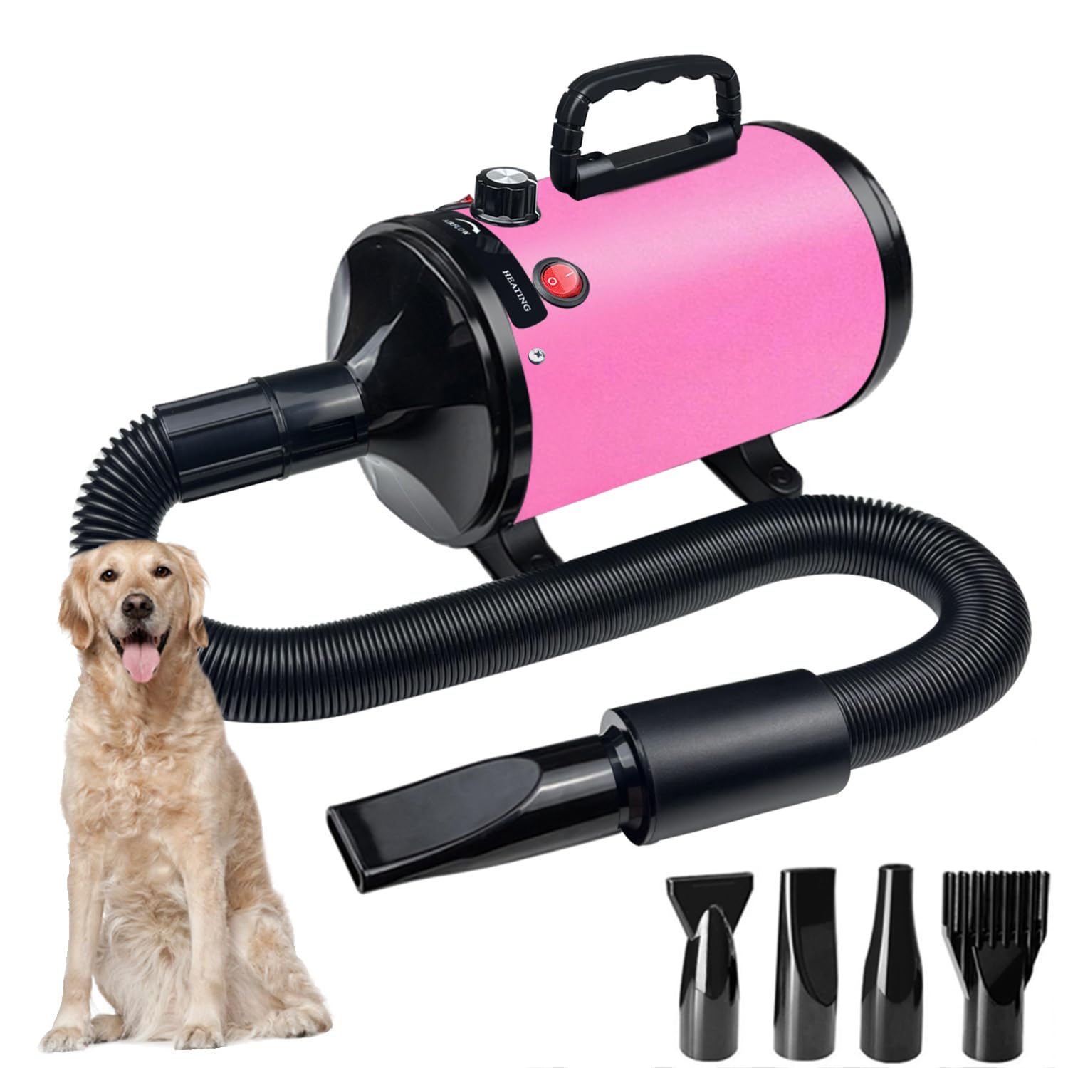 Séchoir pour chien pour toilettage d'animaux de compagnie, séchoir à haute vitesse, température réglable avec 4 buses