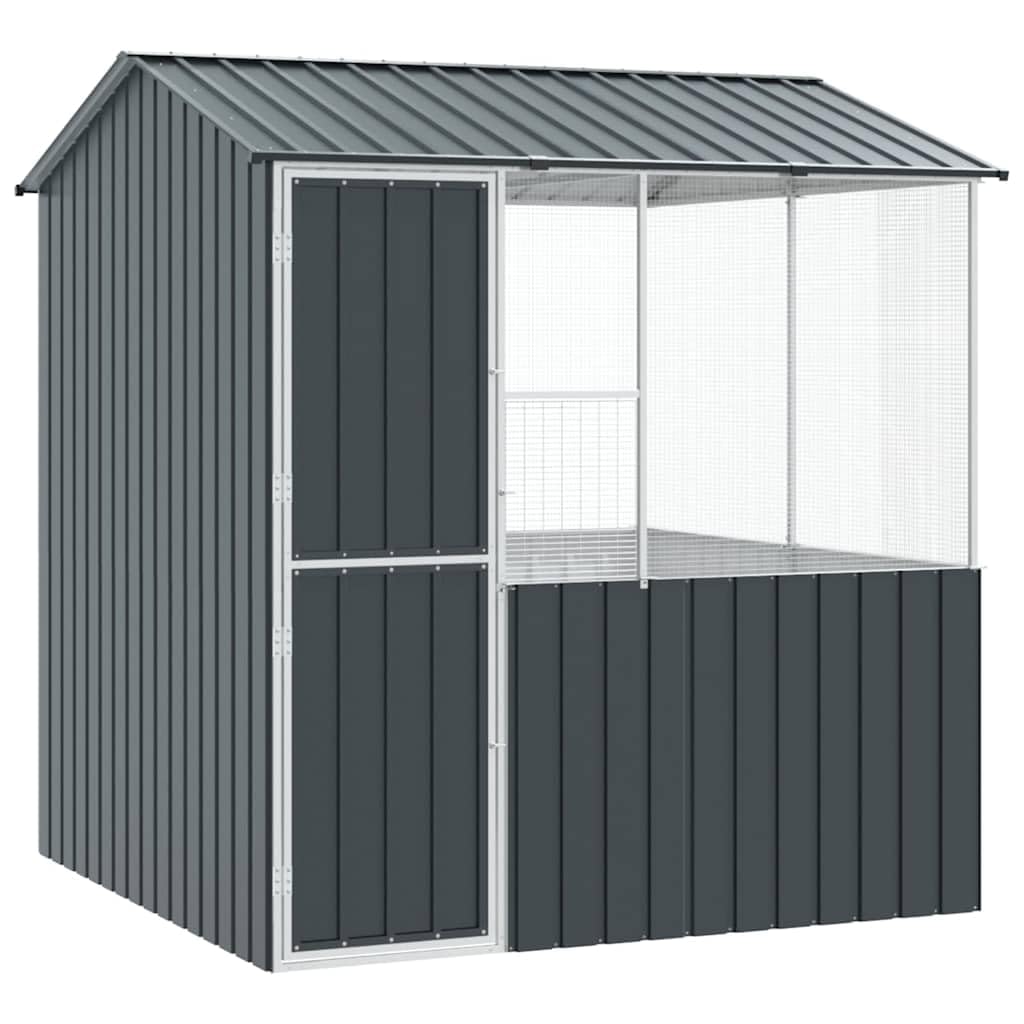 vidaXL Jaula para Aves Antracita 215 x 209 x 230 cm Acero Galvanizado, Aviario Rectangular Grande, Moderno y Resistente, Ideal para pájaros en jardín o terraza, Color Antracita