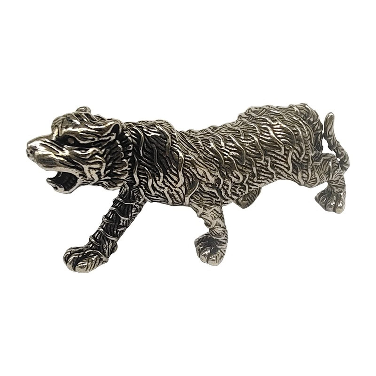 NGDFGR Handmade Brass Tiger Figurine, Bronze Feng Shui Zodiac Tiger Statue Animal Model Sculpture Study Entrance Decor Craft Collection Ornament
