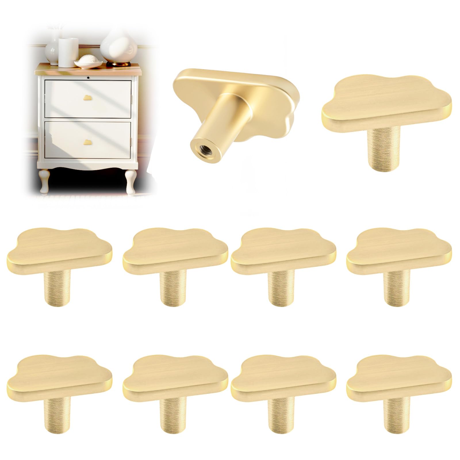 MOROBOR 10PCS Cloud Shaped Knobs, Creative Cabinet Drawer Knob Zinc Alloy Single Hole Furniture Handle with Screws& Expansion Tube for Cabinets Drawer Door Decorative — image 1