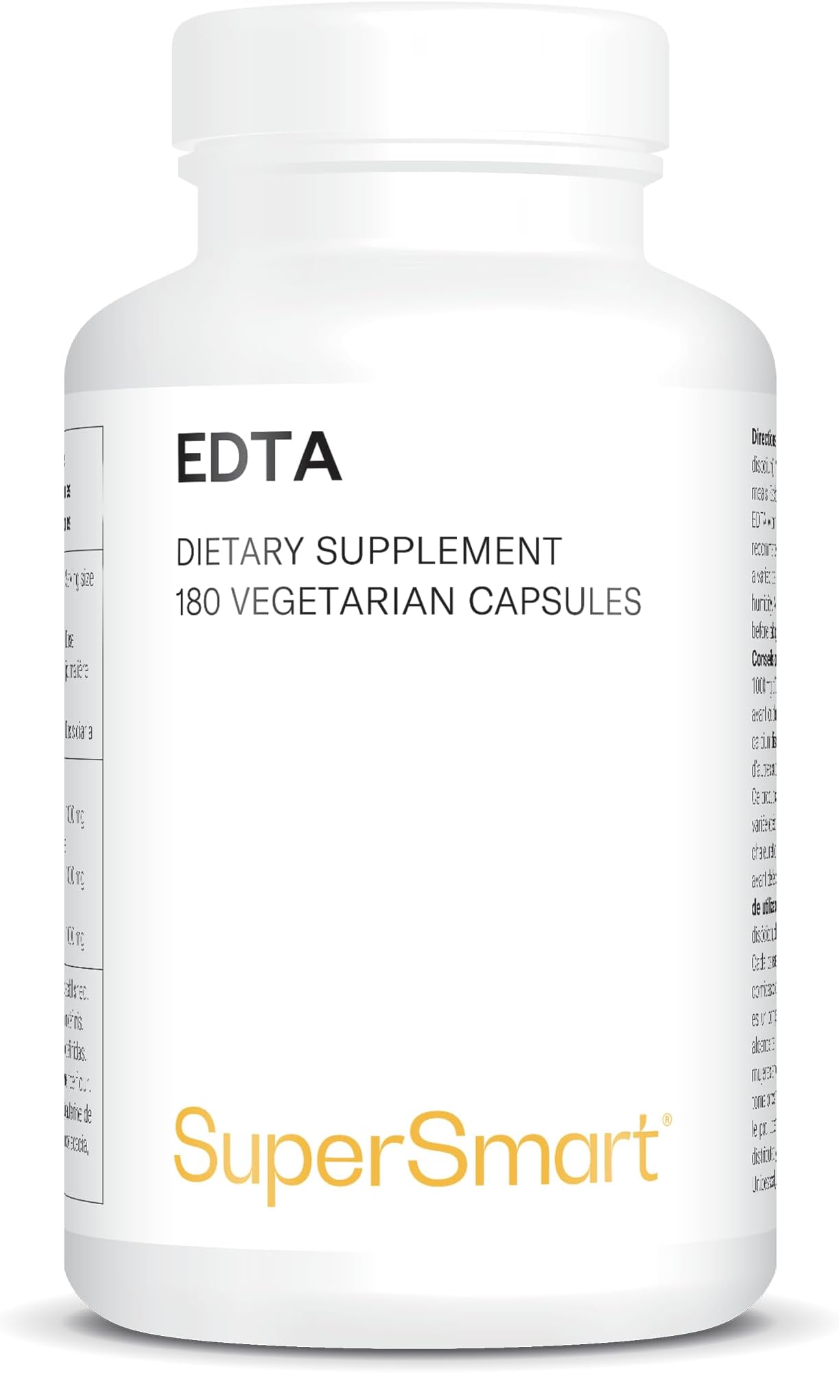 EDTA - Powerful Antioxidant - Supports Body Detoxification Against Heavy Metals - Helps Cleanse Your Arteries - Ethylenediaminetetraacetic Acid - 1000 mg - Vegan - Gluten-Free - SuperSmart