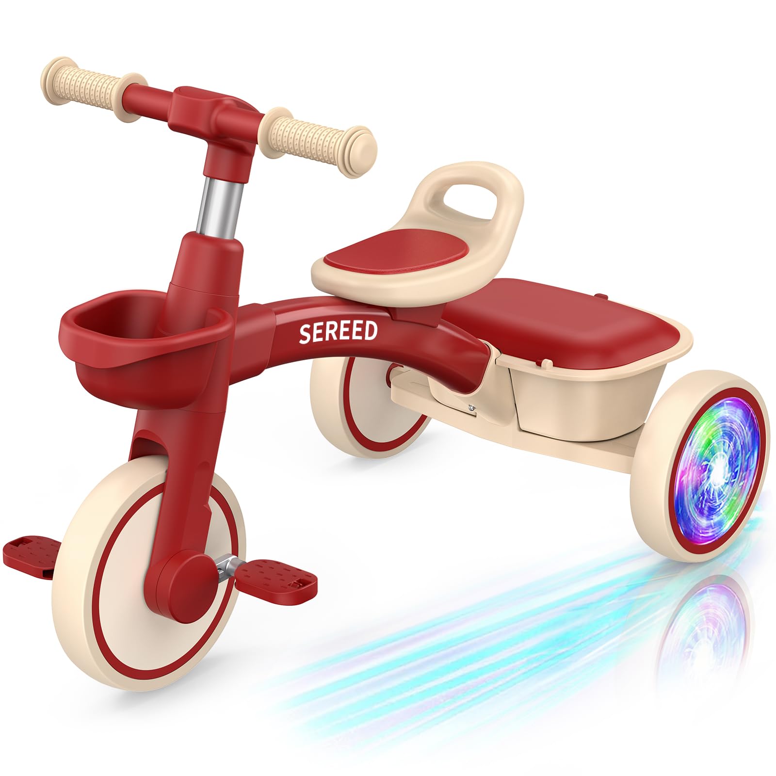 SEREED Colorful Lighting Kid Tricycle Gift Toy for Ages 2-5 Boys Girls