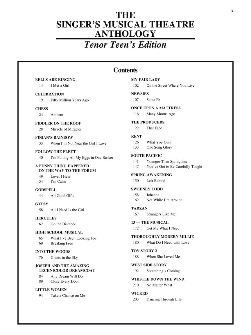 The singer's musical theatre anthology chant: Tenor (Singers Musical Theater Anthology: Teen's Edition)
