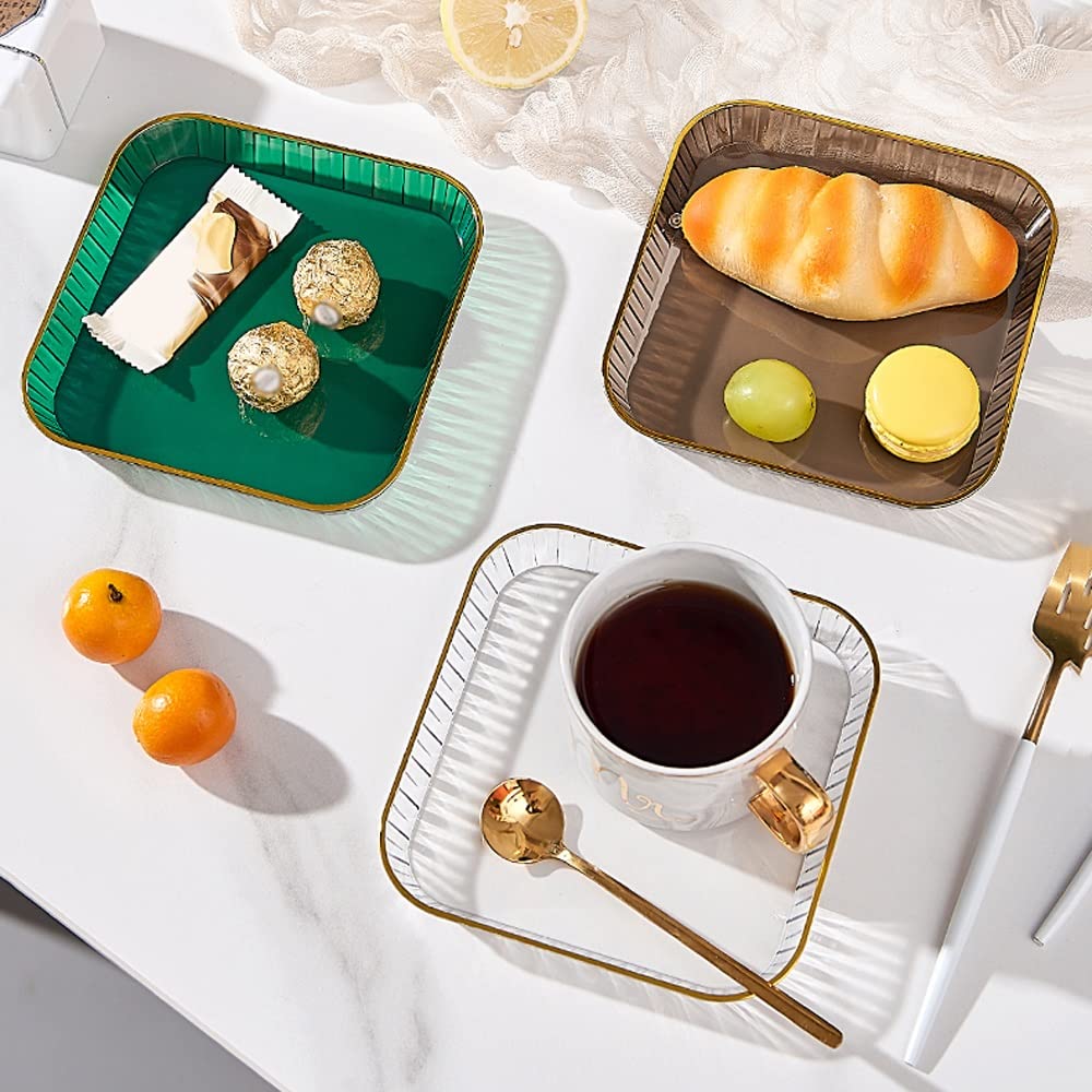 HEXEH Salatteller Acht-teiliges Set mit Klammer kreativer moderner Snackteller Frucht Snack Tisch Spucke Bone Teller Haushalt Desktop Müllplatte Plastikteller (Color : A)