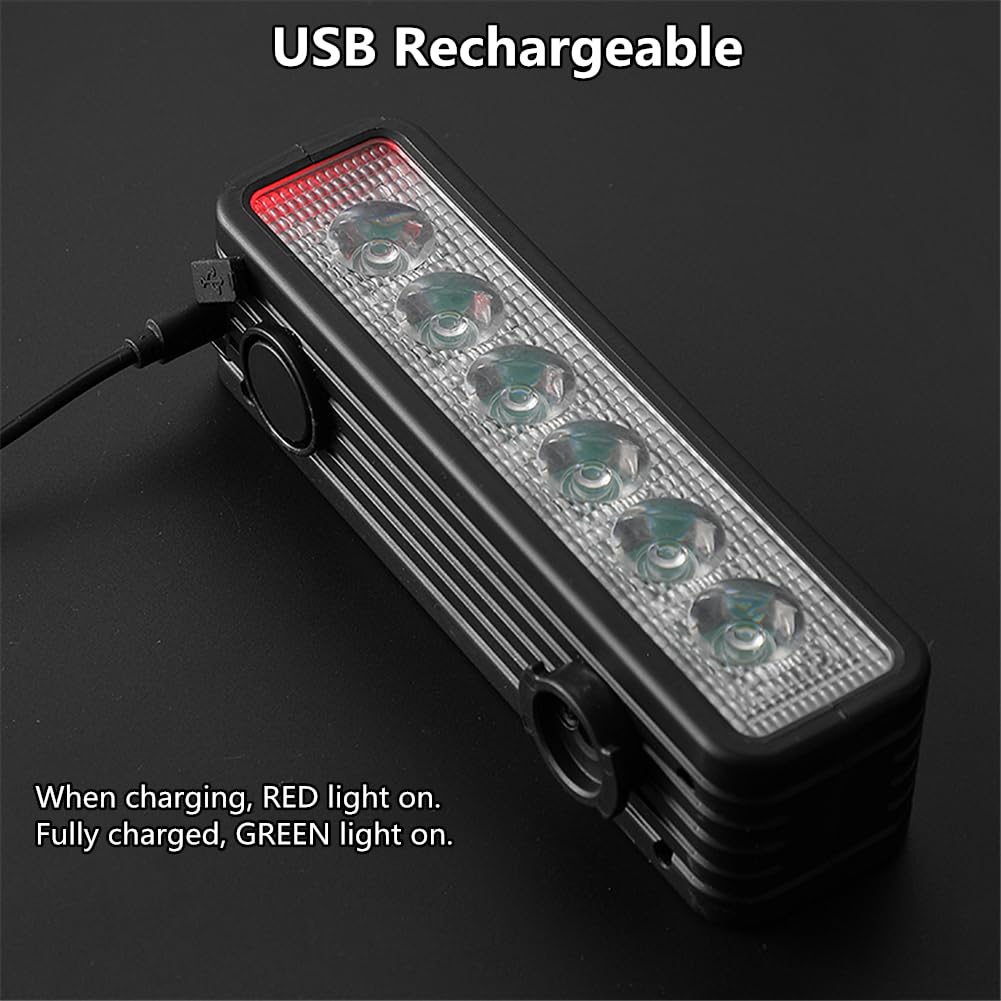 Phares de Vélo avec Klaxon, WASAGA Feux Avant de Vélo à 6 LED avec Klaxon à Distance Filaire et Batterie Intégrée de Grande Capacité pour Un Mode D'éclairage Le Plus Lumineux Pendant 4,5 Heures