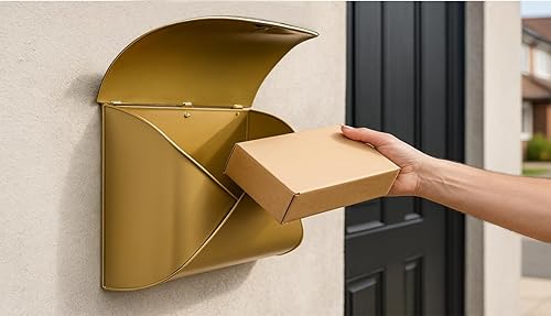 Miniatura 10 de NACH Buzones de pared para exteriores, buzones de pared de latón antiguo de 12.5 x 5 x 10 pulgadas para exteriores, buzones impermeables