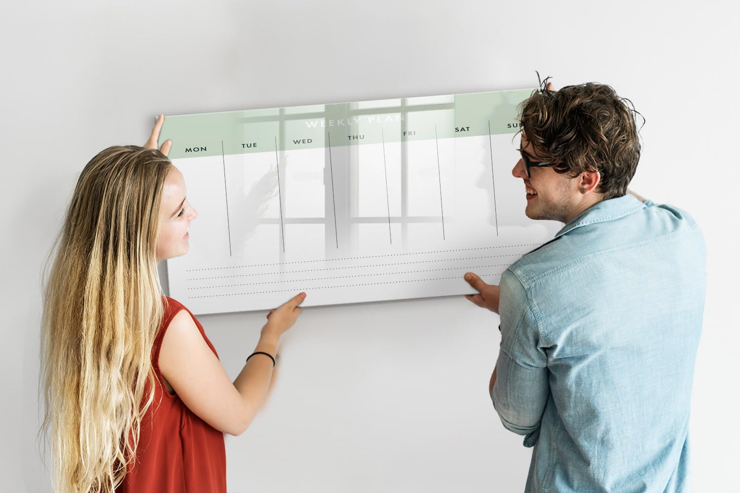 Lavagna in Vetro Magnetica con Accessori | Magneti Potenti, Pennarello e Gomma Inclusi | Ottima per Casa, Ufficio e Scuola - 120x60 - Agenda settimanale