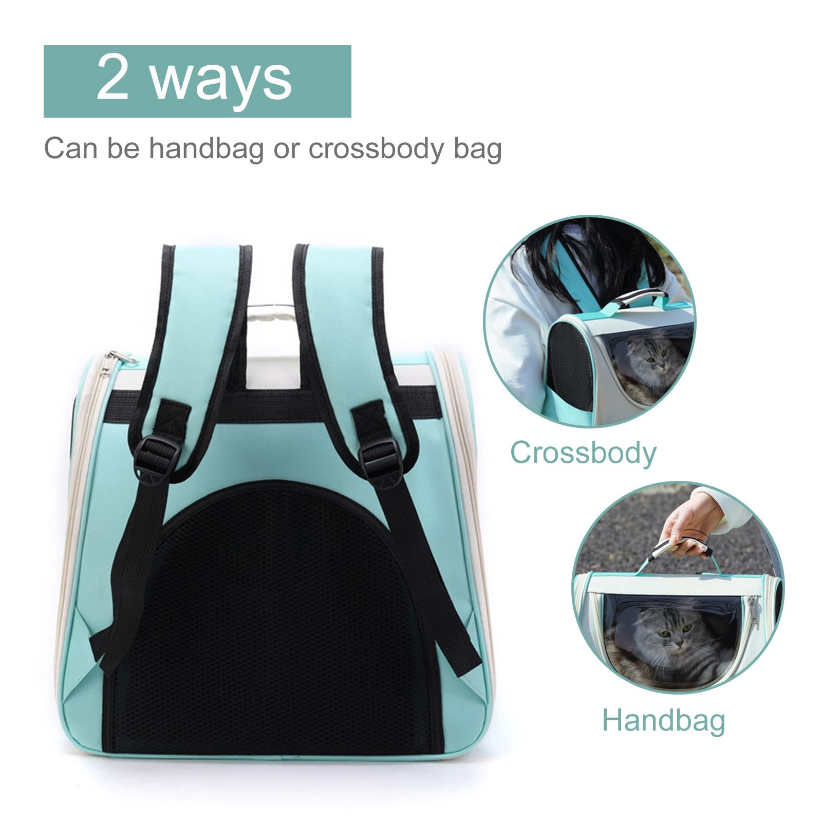 PETCUTE Traspirante Zaino per Cani e Gatti,Zaino Porta Cane Gatto con Cinturino di Sicurezza Interno,Materasso Morbido,Portatile Zaino Per Animali Domestici,Adatto per Viaggiare,Massimo 8kg