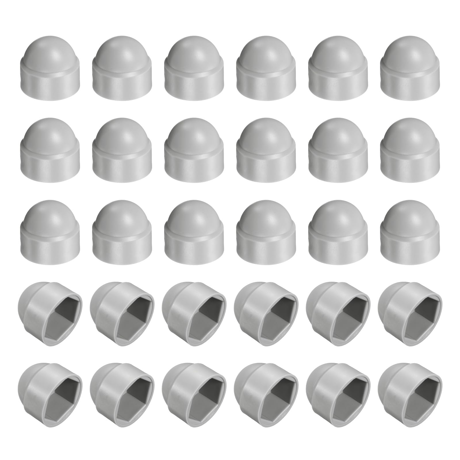 sourcing map Nut Protection Cap, 30Pcs M16x23x27mm - Plastic Hexagonal Screw Protection Cap, Dome Acorn Hex Head Bolt Covers, Waterproof Decorative Caps (Grey) — image 1