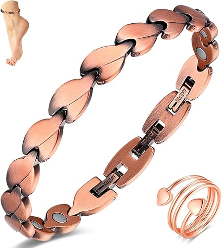 Vicmag Copper Anklet for Women Magnetic Ankle Bracelet with Ultra Strength Magnets 999 Solid Copper Valentines Day Gift for Her Adjustable